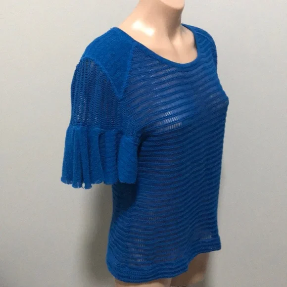 Free People Bright Blue Knit Top Lasting Laguna - Picture 4 of 8